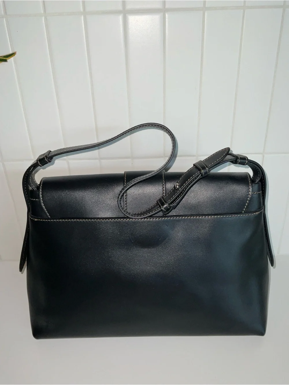 Furla Charlie Black Structured Shoulder Top-Handle Medium Bag